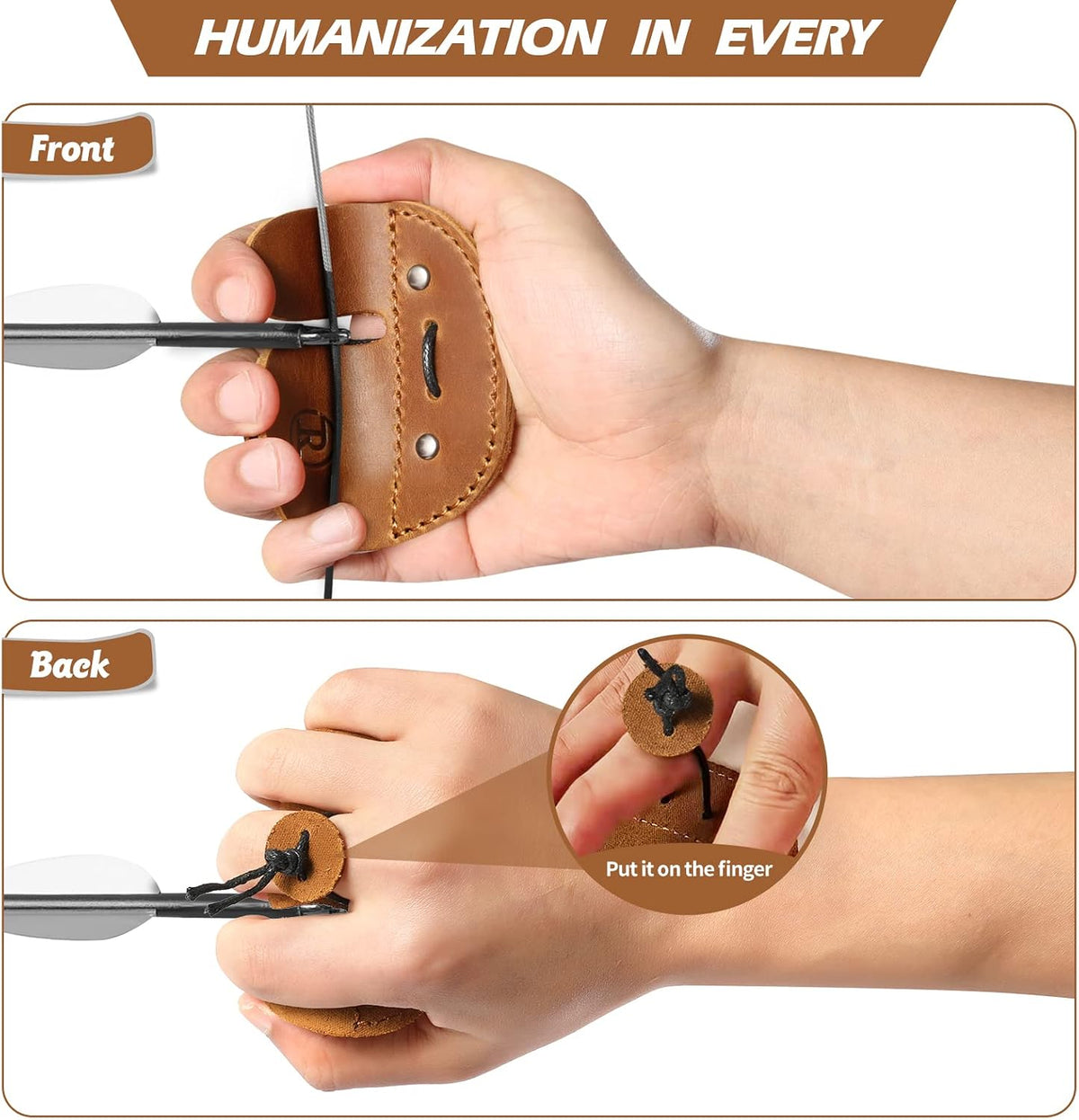 Leather Archery Finger Tabs,Handmade Archery Finger Guard for Shooting Practice Gear, Recurve Bow Fingers Tab