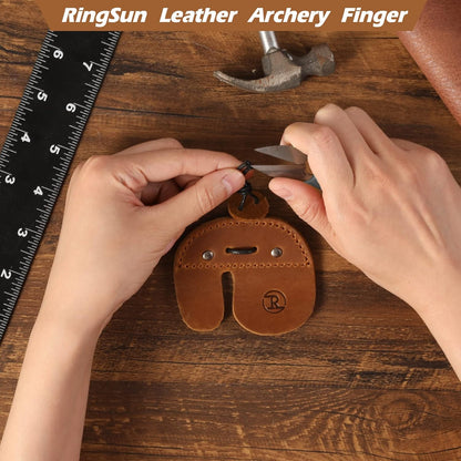 Leather Archery Finger Tabs,Handmade Archery Finger Guard for Shooting Practice Gear, Recurve Bow Fingers Tab