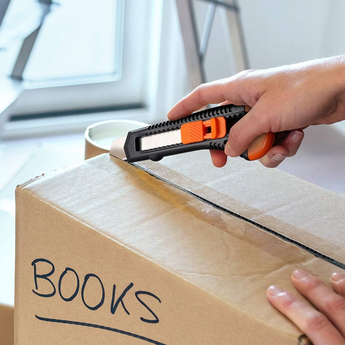12-Pack Utility Knife, Retractable Box Cutter for Cartons, Cardboard and Boxes, 18mm Wider Razor Sharp Blade, Smooth Mechanism, Perfect for Office and Home use
