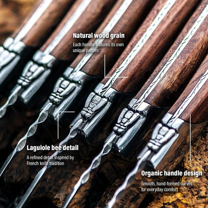 Steak Knives, Luxury Line, 6 Pieces, Olive Wood, in Giftbox