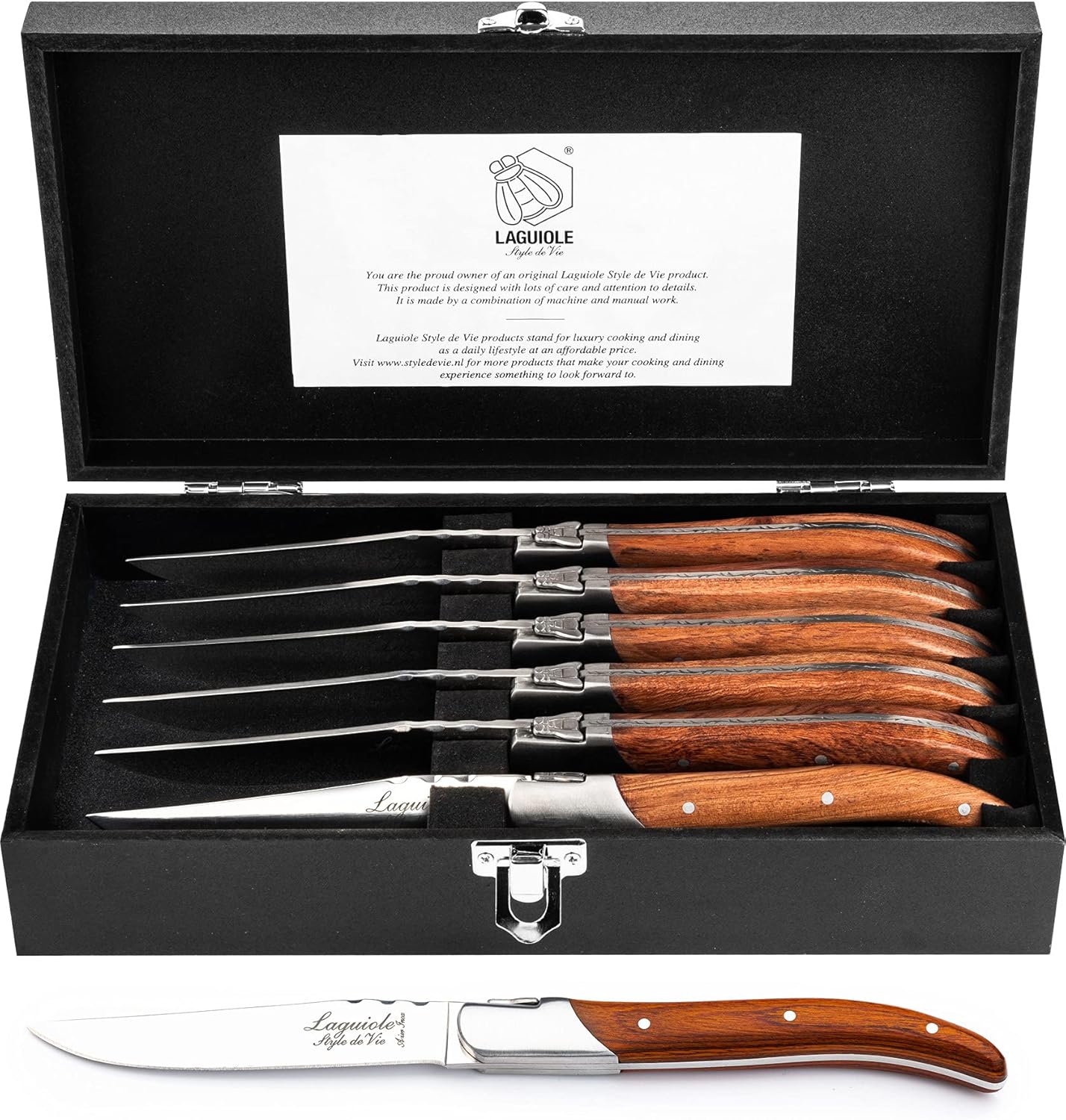 Steak Knives, Luxury Line, 6 Pieces, Olive Wood, in Giftbox