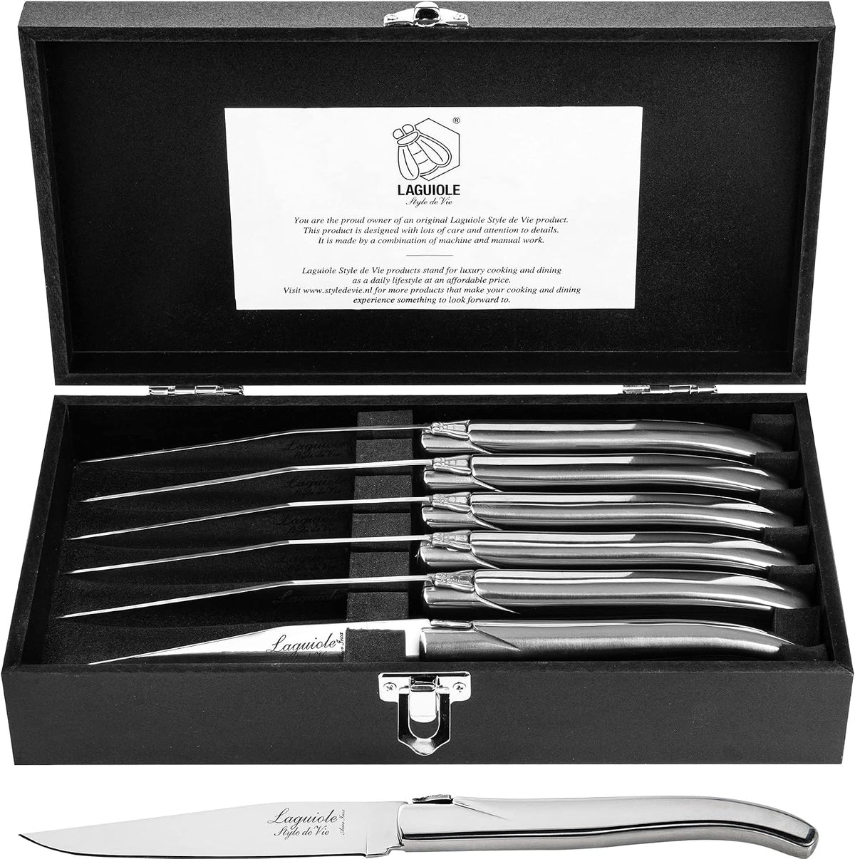 Steak Knives, Luxury Line, 6 Pieces, Olive Wood, in Giftbox