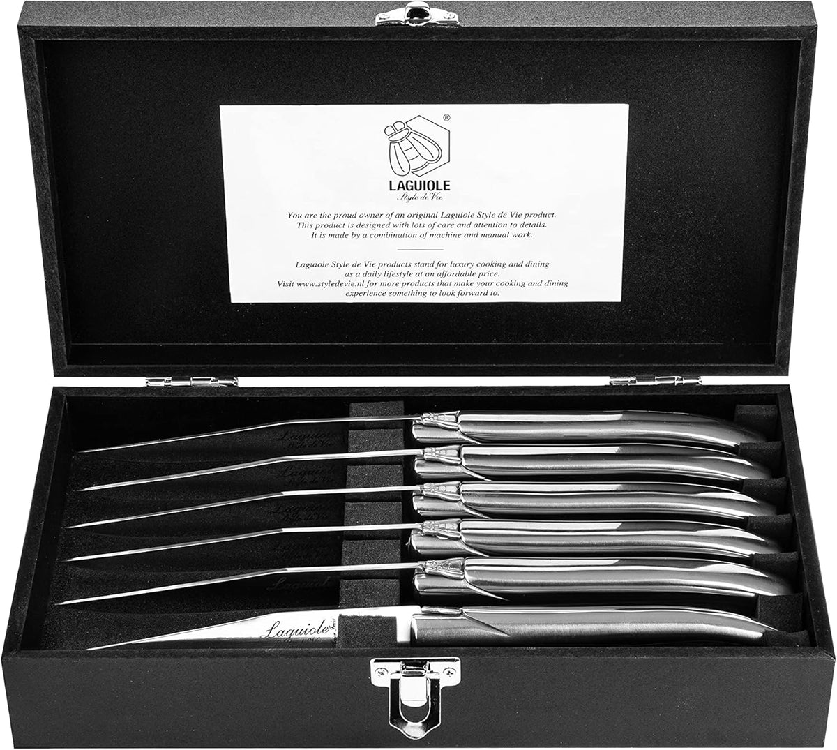 Steak Knives, Luxury Line, 6 Pieces, Olive Wood, in Giftbox