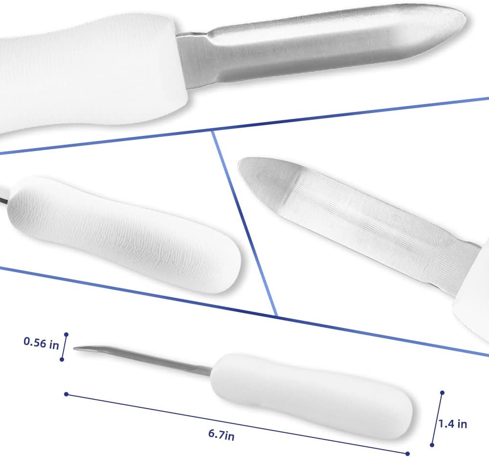 Oyster Shucking Knife 4Pcs White Oyster Opener Stainless Steel Oyster Shucker New Haven Style with Non-slip Handle for Kitchen Seafood Tools