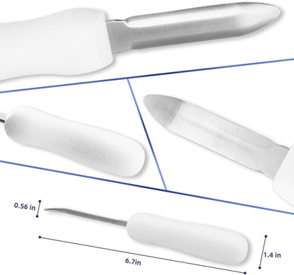 Oyster Shucking Knife 4Pcs White Oyster Opener Stainless Steel Oyster Shucker New Haven Style with Non-slip Handle for Kitchen Seafood Tools