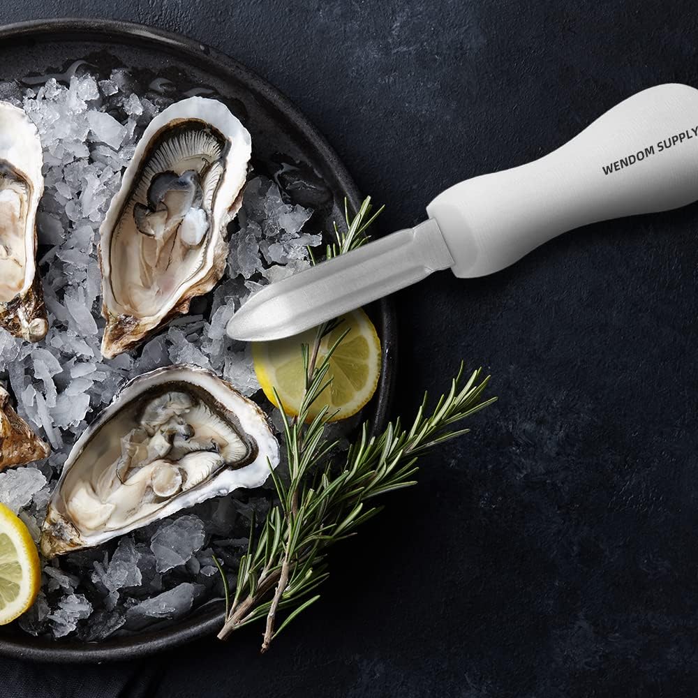 Oyster Shucking Knife 4Pcs White Oyster Opener Stainless Steel Oyster Shucker New Haven Style with Non-slip Handle for Kitchen Seafood Tools