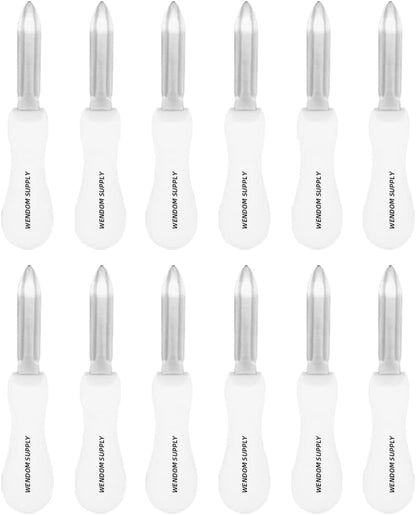 Oyster Shucking Knife 4Pcs White Oyster Opener Stainless Steel Oyster Shucker New Haven Style with Non-slip Handle for Kitchen Seafood Tools