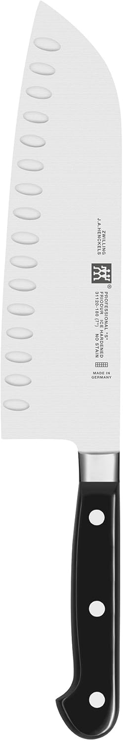 Professional S 7-inch Razor-Sharp German Hollow Edge Santoku Knife, Made in Company-Owned German Factory with Special Formula Steel perfected for almost 300 Years, Dishwasher Safe