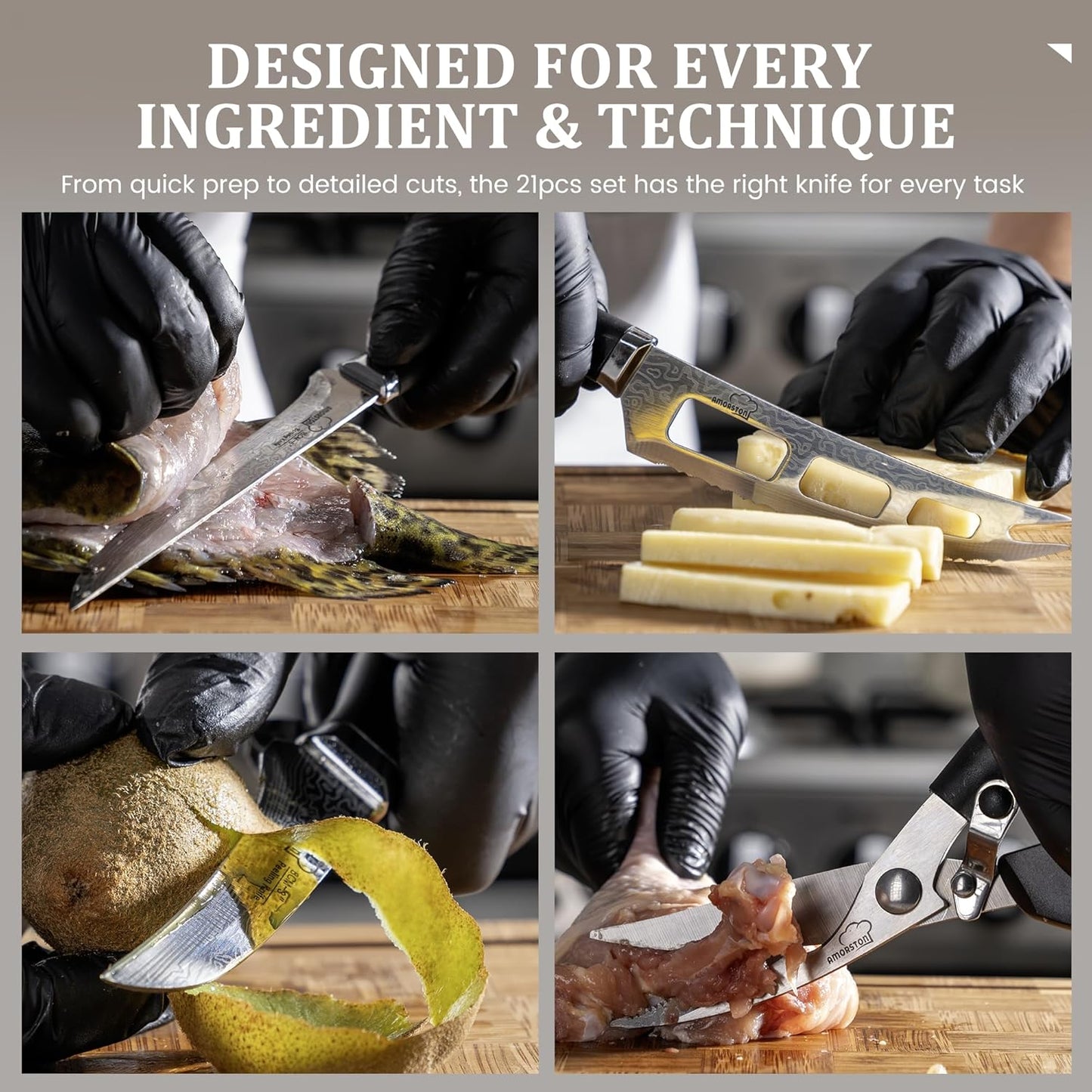 22 Pieces Knife Block Set with Built-in Sharpener