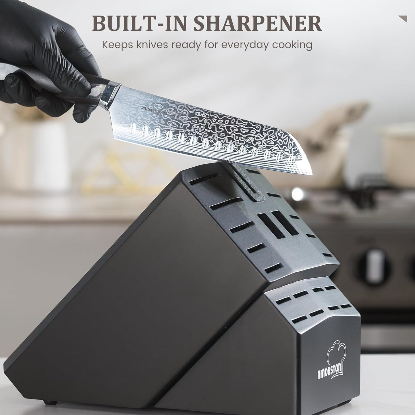 22 Pieces Knife Block Set with Built-in Sharpener