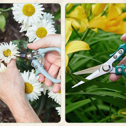 Bypass Hand Pruners - Scissors - Gardening Tools - Sage | Lightweight Pruning Tool W/ Easy-Lock - Sharp Bypass Carbon Steel Blade - Rust-Resistant - Reusable Holster for Storage