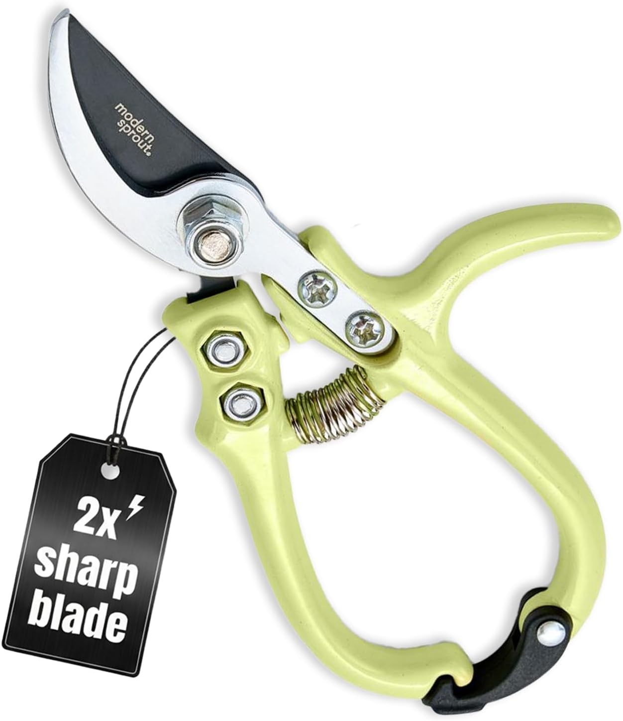 Bypass Hand Pruners - Scissors - Gardening Tools - Sage | Lightweight Pruning Tool W/ Easy-Lock - Sharp Bypass Carbon Steel Blade - Rust-Resistant - Reusable Holster for Storage