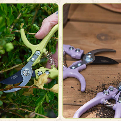 Bypass Hand Pruners - Scissors - Gardening Tools - Sage | Lightweight Pruning Tool W/ Easy-Lock - Sharp Bypass Carbon Steel Blade - Rust-Resistant - Reusable Holster for Storage