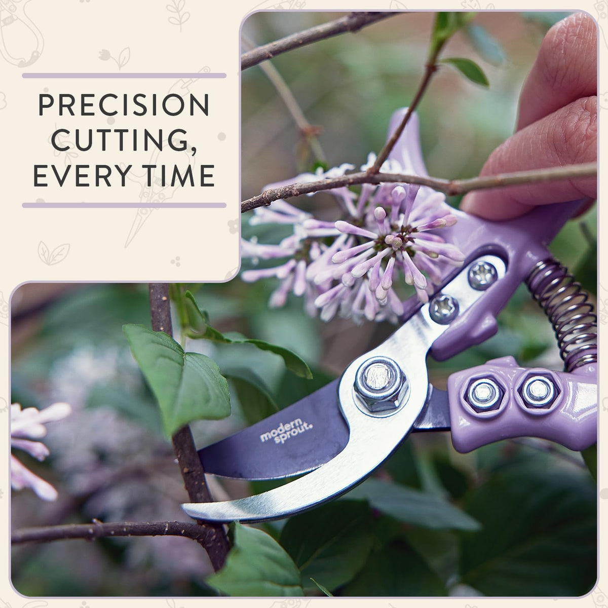 Bypass Hand Pruners - Scissors - Gardening Tools - Sage | Lightweight Pruning Tool W/ Easy-Lock - Sharp Bypass Carbon Steel Blade - Rust-Resistant - Reusable Holster for Storage