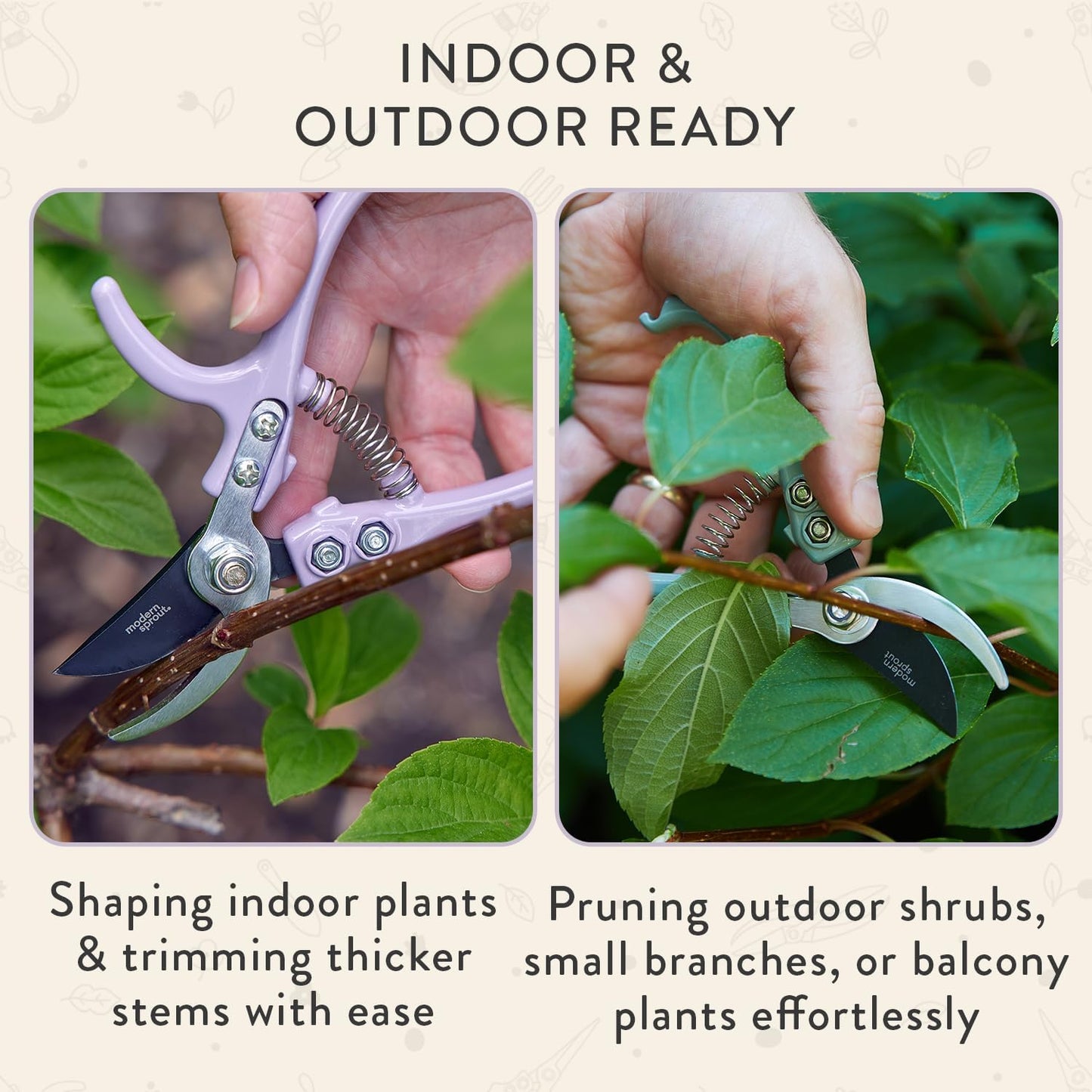 Bypass Hand Pruners - Scissors - Gardening Tools - Sage | Lightweight Pruning Tool W/ Easy-Lock - Sharp Bypass Carbon Steel Blade - Rust-Resistant - Reusable Holster for Storage