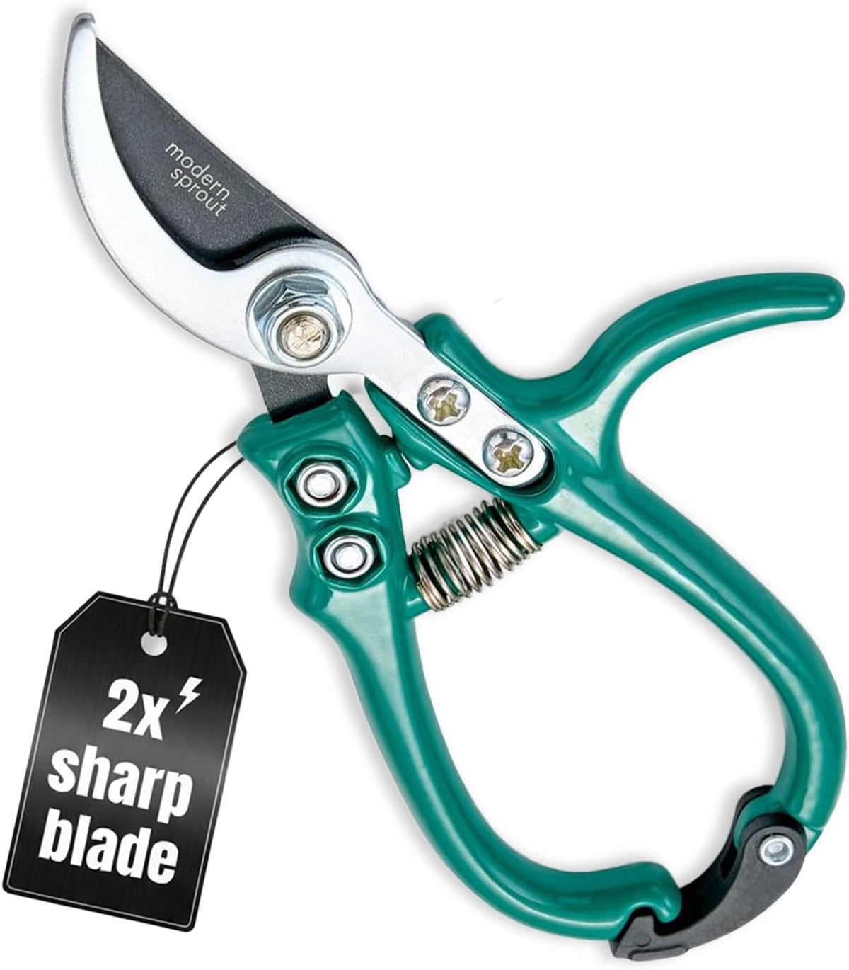 Bypass Hand Pruners - Scissors - Gardening Tools - Sage | Lightweight Pruning Tool W/ Easy-Lock - Sharp Bypass Carbon Steel Blade - Rust-Resistant - Reusable Holster for Storage