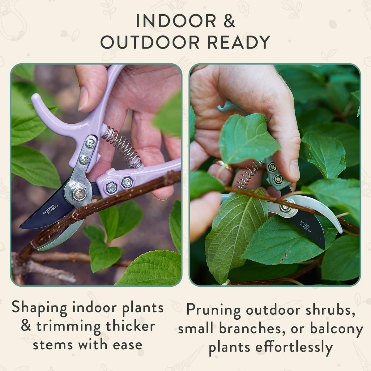 Bypass Hand Pruners - Scissors - Gardening Tools - Sage | Lightweight Pruning Tool W/ Easy-Lock - Sharp Bypass Carbon Steel Blade - Rust-Resistant - Reusable Holster for Storage