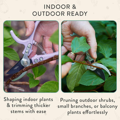 Bypass Hand Pruners - Scissors - Gardening Tools - Sage | Lightweight Pruning Tool W/ Easy-Lock - Sharp Bypass Carbon Steel Blade - Rust-Resistant - Reusable Holster for Storage