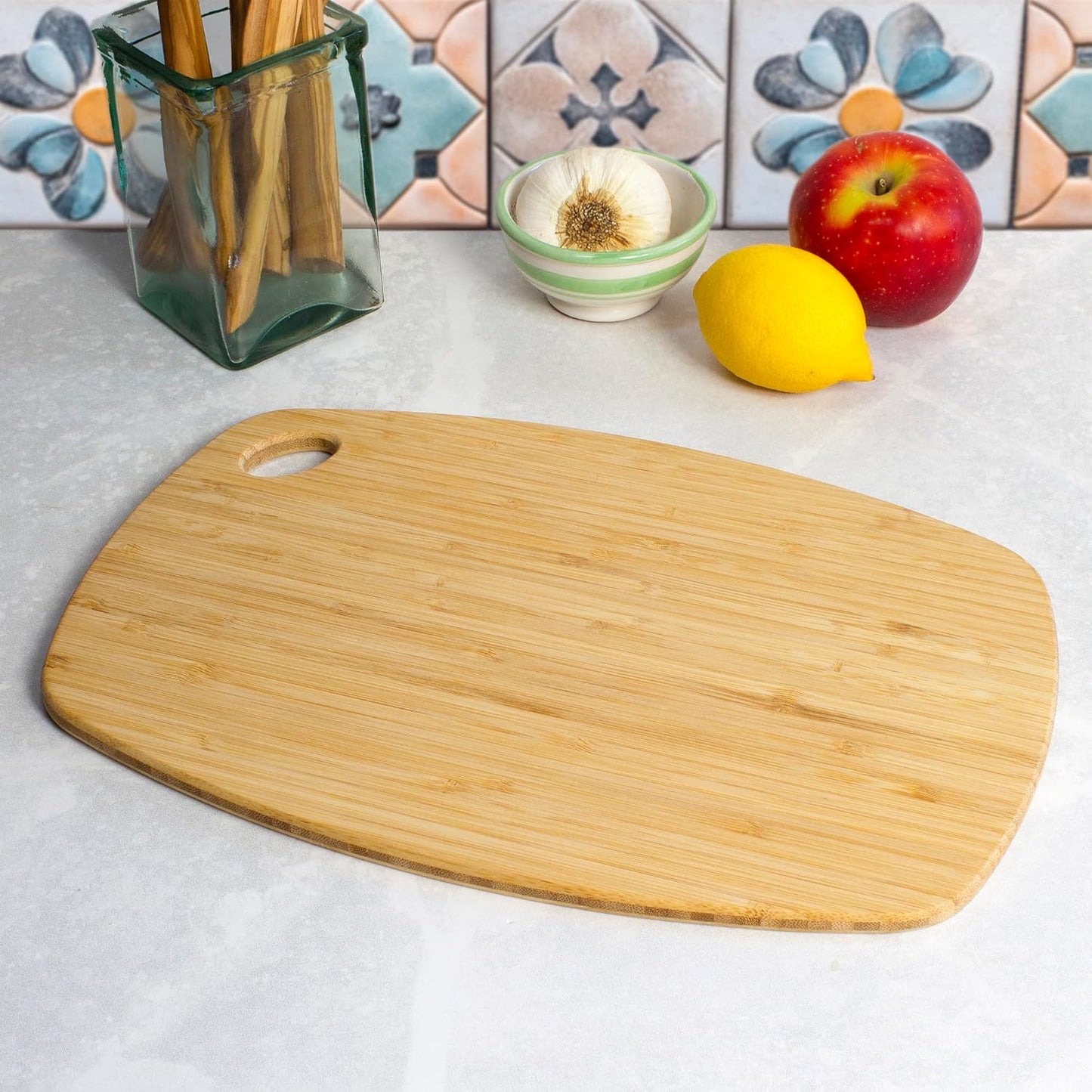 GreenLite Dishwasher Safe Cutting Board, 13.5" x 9" Reversible Bamboo Chopping Board | Lightweight Kitchen Prep Board for Vegetables, Meats, Cheese and More