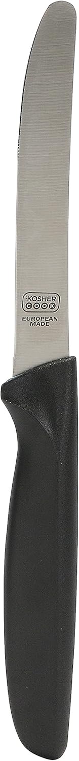 Black Kitchen Knife – 4.5” Steak and Vegetable Knife - Razor Sharp Curved Tip, Straight Edge - Color Coded Kitchen Tools