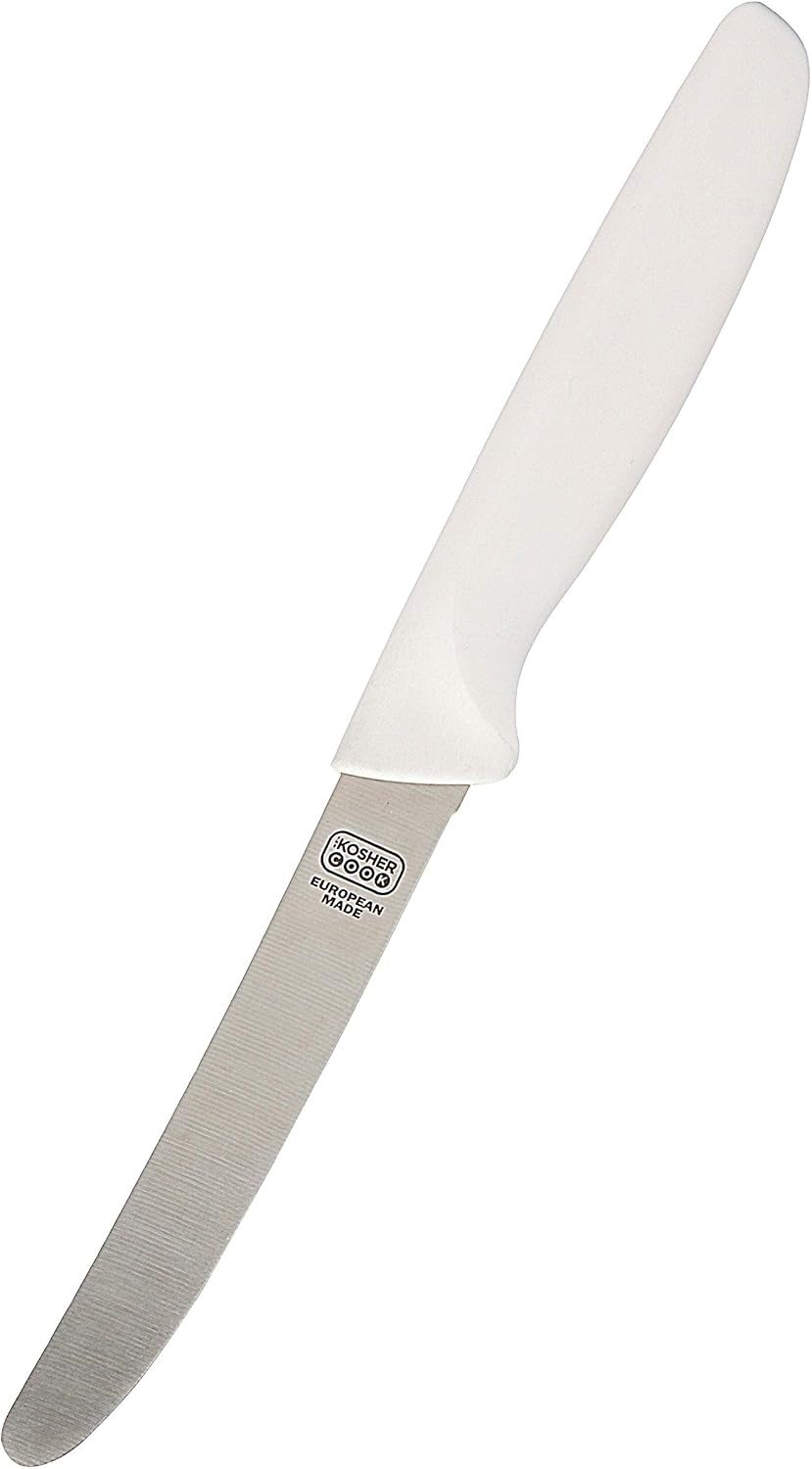 Black Kitchen Knife – 4.5” Steak and Vegetable Knife - Razor Sharp Curved Tip, Straight Edge - Color Coded Kitchen Tools