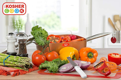 Black Kitchen Knife – 4.5” Steak and Vegetable Knife - Razor Sharp Curved Tip, Straight Edge - Color Coded Kitchen Tools