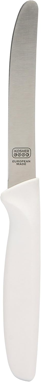 Black Kitchen Knife – 4.5” Steak and Vegetable Knife - Razor Sharp Curved Tip, Straight Edge - Color Coded Kitchen Tools