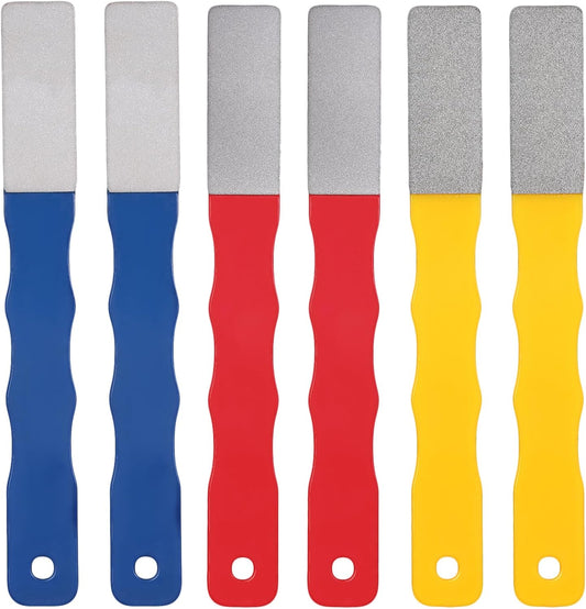 6 PCS Diamond Sharpening Stones Set, 3 Grits 220 400 600, Color Coded Flat Hand File Knife Sharpener for Kitchen Outdoor Hunting Tools