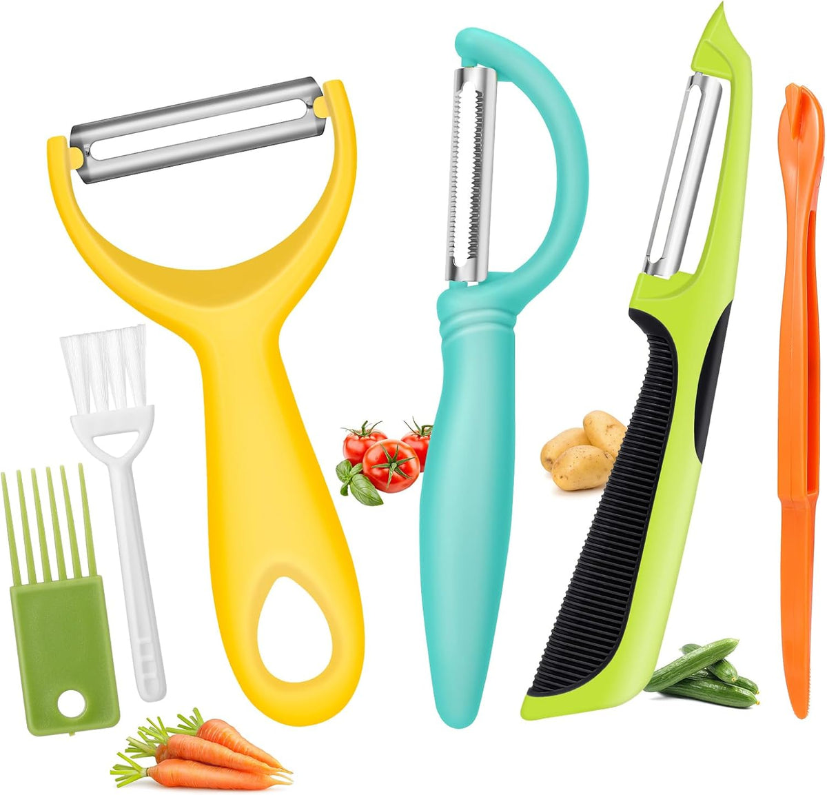 Upgrade Potato Peeler for Kitchen, 6PCS Stainless Steel Vegetable Peeler, I and Y Veggie Food Peeler for Apple Fruit Carrot Zucchini Cucumber,Good Grip Makes Peeling Very Easy