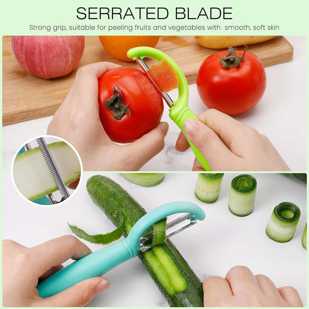 Upgrade Potato Peeler for Kitchen, 6PCS Stainless Steel Vegetable Peeler, I and Y Veggie Food Peeler for Apple Fruit Carrot Zucchini Cucumber,Good Grip Makes Peeling Very Easy