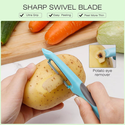 Upgrade Potato Peeler for Kitchen, 6PCS Stainless Steel Vegetable Peeler, I and Y Veggie Food Peeler for Apple Fruit Carrot Zucchini Cucumber,Good Grip Makes Peeling Very Easy