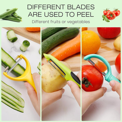 Upgrade Potato Peeler for Kitchen, 6PCS Stainless Steel Vegetable Peeler, I and Y Veggie Food Peeler for Apple Fruit Carrot Zucchini Cucumber,Good Grip Makes Peeling Very Easy