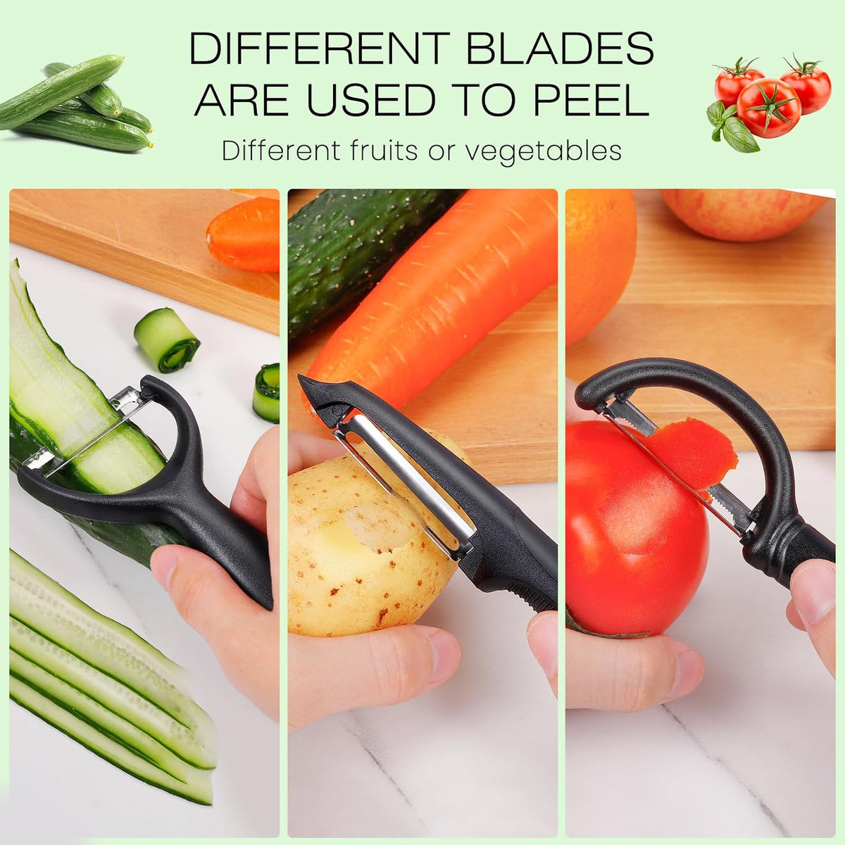 Upgrade Potato Peeler for Kitchen, 6PCS Stainless Steel Vegetable Peeler, I and Y Veggie Food Peeler for Apple Fruit Carrot Zucchini Cucumber,Good Grip Makes Peeling Very Easy