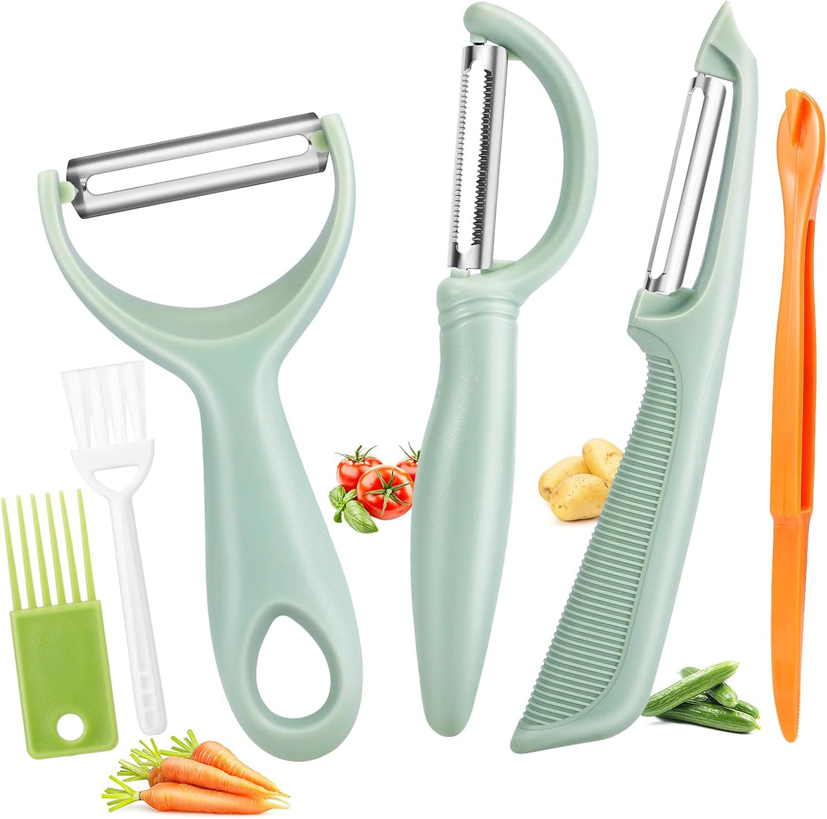 Upgrade Potato Peeler for Kitchen, 6PCS Stainless Steel Vegetable Peeler, I and Y Veggie Food Peeler for Apple Fruit Carrot Zucchini Cucumber,Good Grip Makes Peeling Very Easy