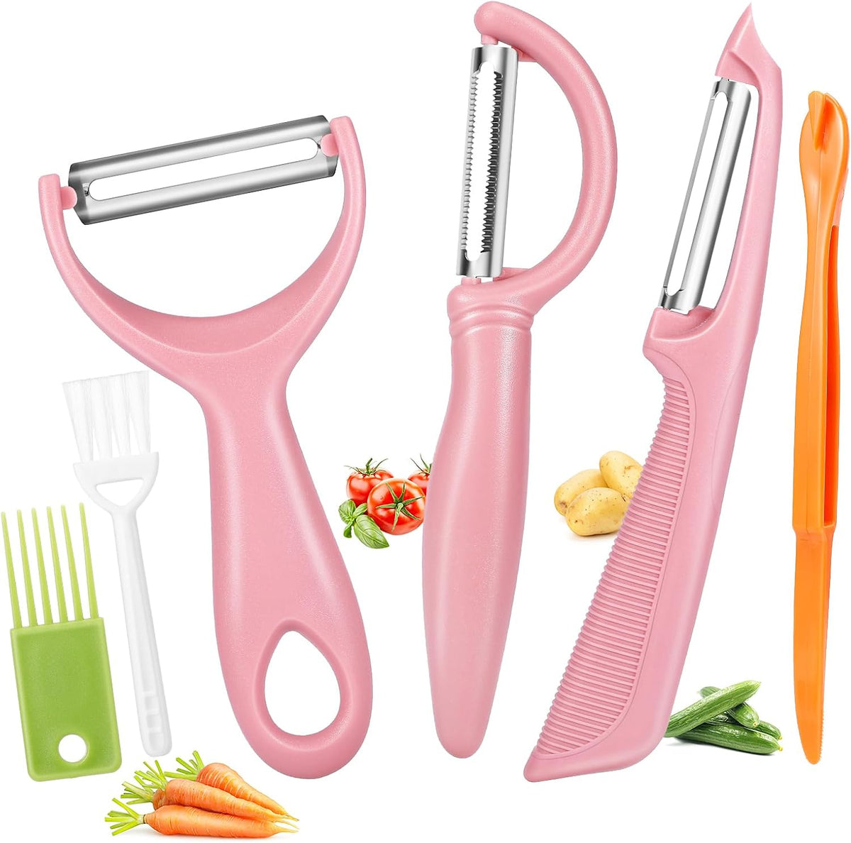 Upgrade Potato Peeler for Kitchen, 6PCS Stainless Steel Vegetable Peeler, I and Y Veggie Food Peeler for Apple Fruit Carrot Zucchini Cucumber,Good Grip Makes Peeling Very Easy