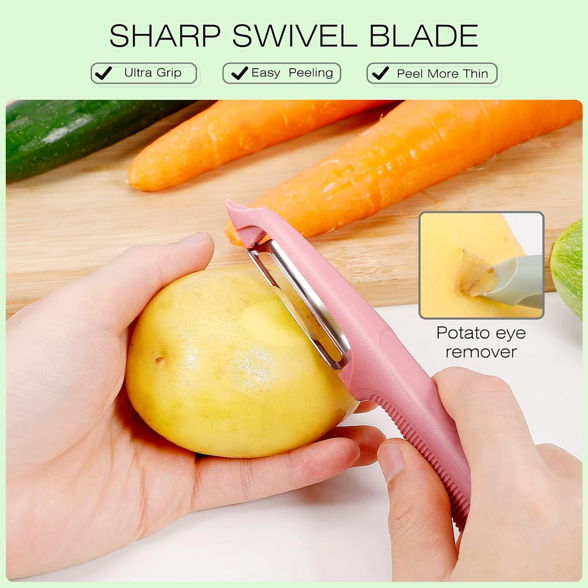 Upgrade Potato Peeler for Kitchen, 6PCS Stainless Steel Vegetable Peeler, I and Y Veggie Food Peeler for Apple Fruit Carrot Zucchini Cucumber,Good Grip Makes Peeling Very Easy