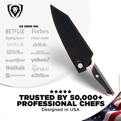 Game of Thrones House Targaryen 8" Chef Knife — German X50CRMOV15 Steel, TiN-Coated, G-10 Handle — Officially Licensed — For GoT Fans, Collectors & Real Kitchen Use