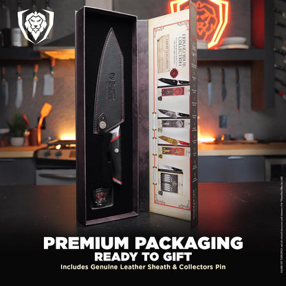 Game of Thrones House Targaryen 8" Chef Knife — German X50CRMOV15 Steel, TiN-Coated, G-10 Handle — Officially Licensed — For GoT Fans, Collectors & Real Kitchen Use