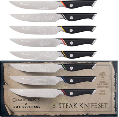 Game of Thrones House Targaryen 8" Chef Knife — German X50CRMOV15 Steel, TiN-Coated, G-10 Handle — Officially Licensed — For GoT Fans, Collectors & Real Kitchen Use