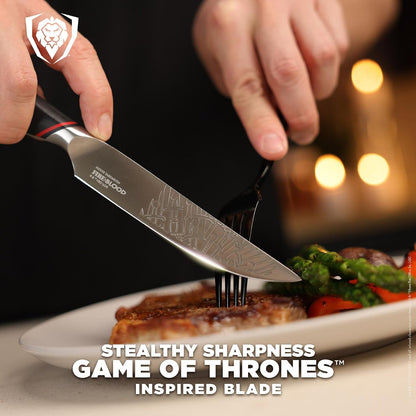 Game of Thrones House Targaryen 8" Chef Knife — German X50CRMOV15 Steel, TiN-Coated, G-10 Handle — Officially Licensed — For GoT Fans, Collectors & Real Kitchen Use