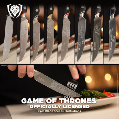 Game of Thrones House Targaryen 8" Chef Knife — German X50CRMOV15 Steel, TiN-Coated, G-10 Handle — Officially Licensed — For GoT Fans, Collectors & Real Kitchen Use
