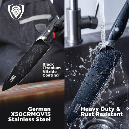 Game of Thrones House Targaryen 8" Chef Knife — German X50CRMOV15 Steel, TiN-Coated, G-10 Handle — Officially Licensed — For GoT Fans, Collectors & Real Kitchen Use