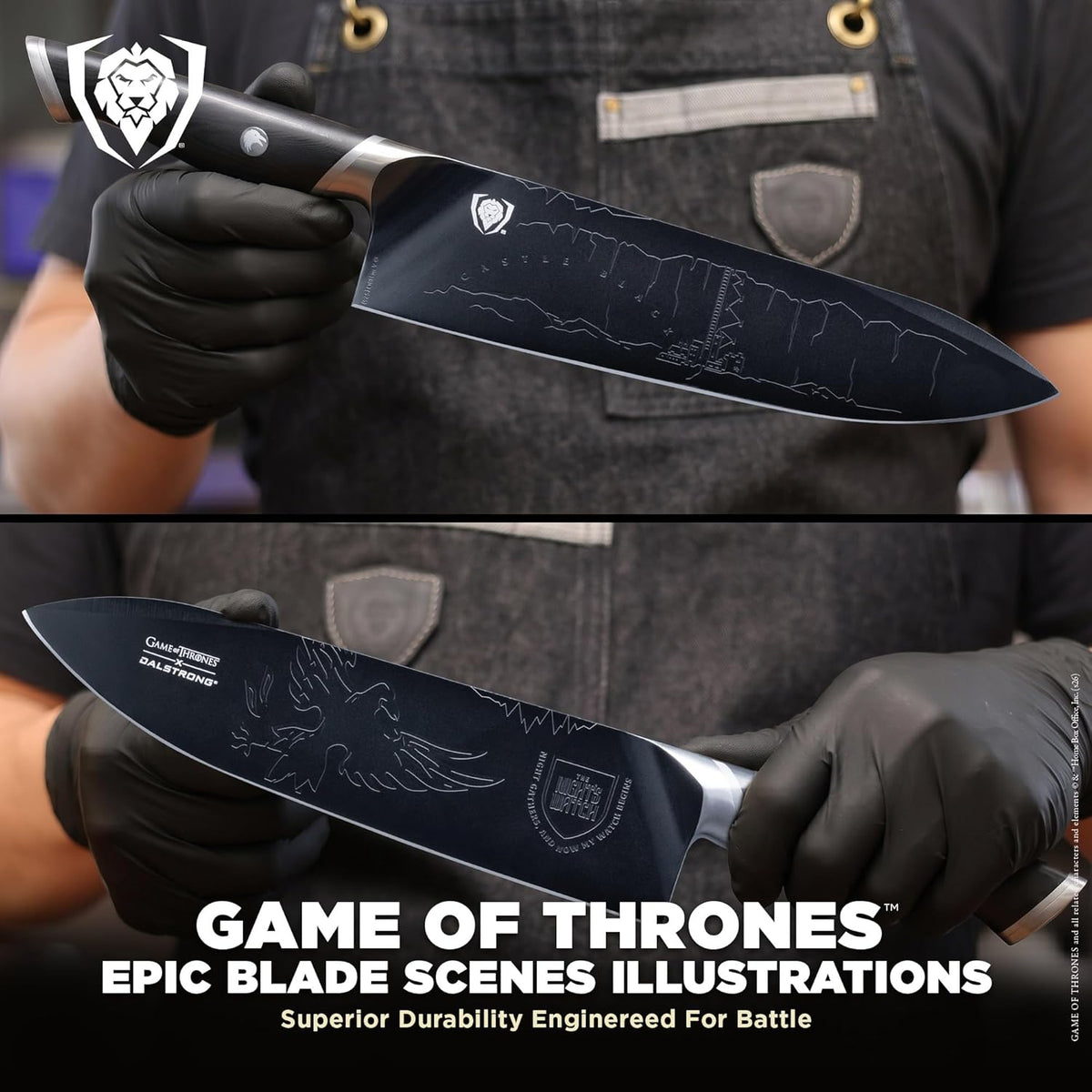 Game of Thrones House Targaryen 8" Chef Knife — German X50CRMOV15 Steel, TiN-Coated, G-10 Handle — Officially Licensed — For GoT Fans, Collectors & Real Kitchen Use