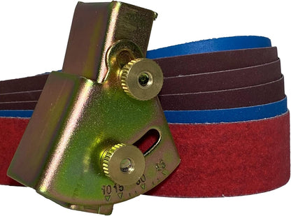 Knife Sharpening Angle Guide fits 1X30 Belt Sander with Assorted 6 Pack of 1X30 Sharpening Sanding Belts