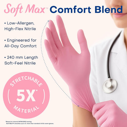 Medical Nitrile Exam Gloves, Latex & Powder-Free Disposable 100 Ct | Soft Stretch Fit •Powder-Free •Latex-Free •Examination •Cooking •Cleaning •Food Prep •Esthetician •100 Ct • Rose Quartz