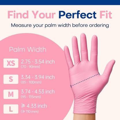 Medical Nitrile Exam Gloves, Latex & Powder-Free Disposable 100 Ct | Soft Stretch Fit •Powder-Free •Latex-Free •Examination •Cooking •Cleaning •Food Prep •Esthetician •100 Ct • Rose Quartz
