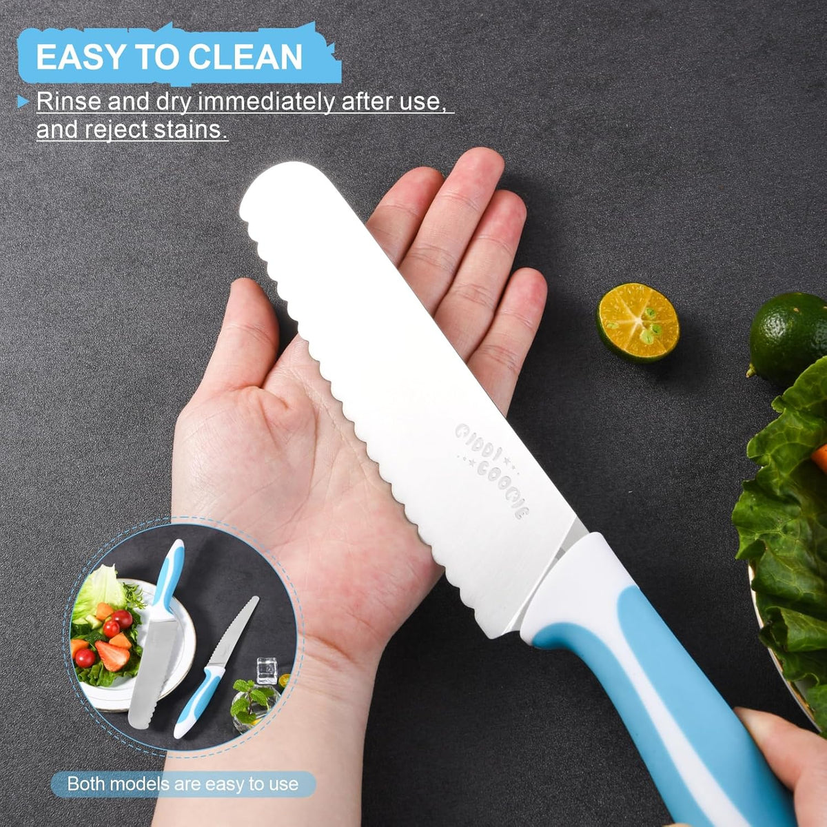 Serrated Bread Knife Stainless Steel | Kitchen cutter Tomato, Lettuce Knife 6" Blue