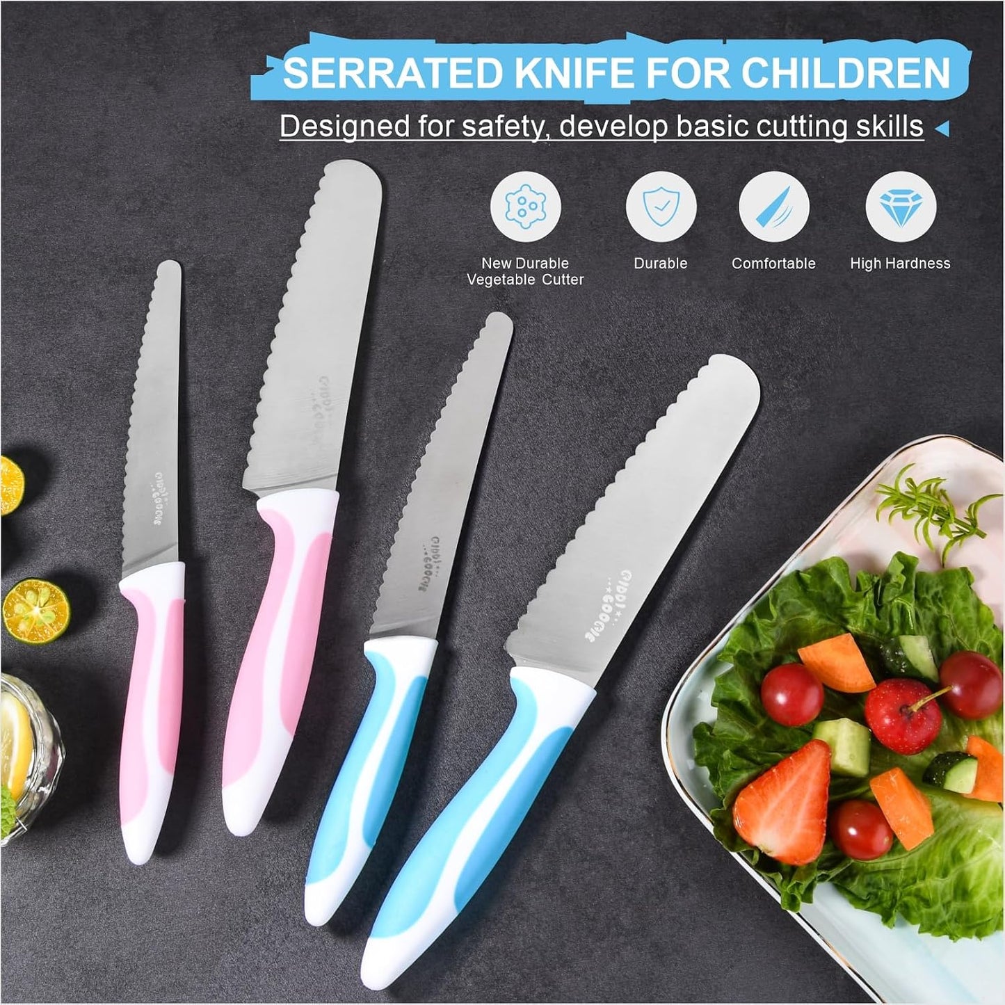 Serrated Bread Knife Stainless Steel | Kitchen cutter Tomato, Lettuce Knife 6" Blue