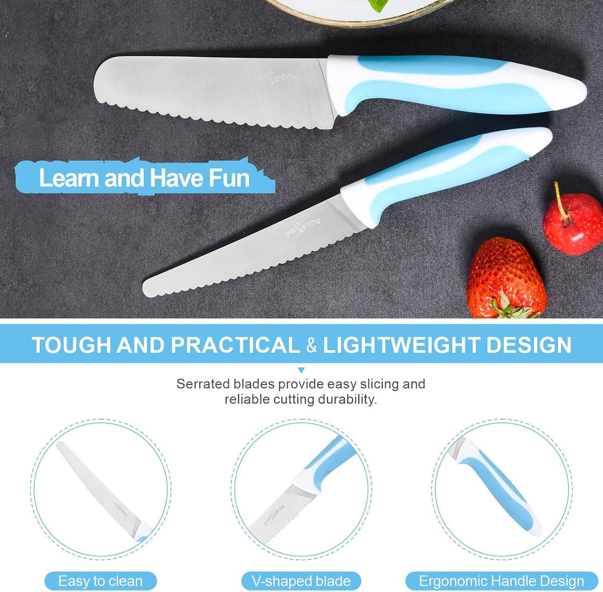 Serrated Bread Knife Stainless Steel | Kitchen cutter Tomato, Lettuce Knife 6" Blue