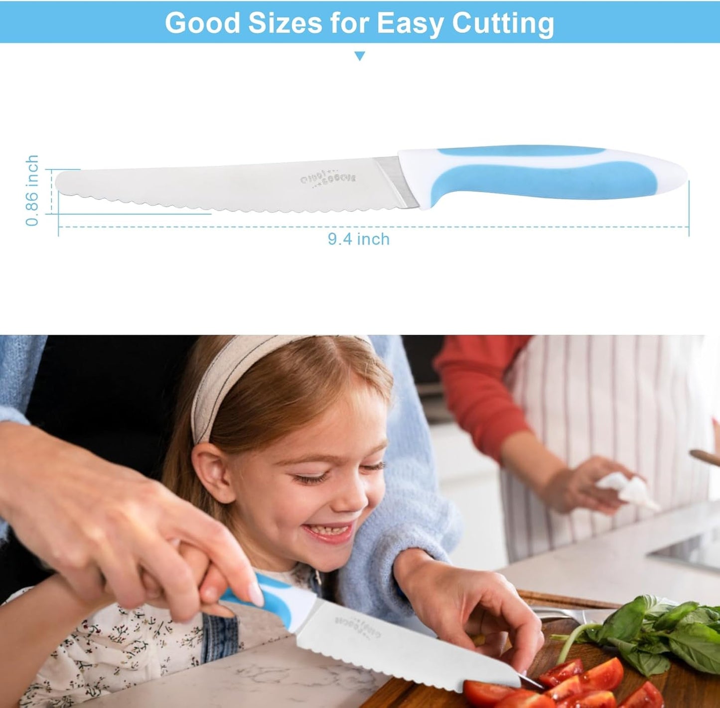 Serrated Bread Knife Stainless Steel | Kitchen cutter Tomato, Lettuce Knife 6" Blue